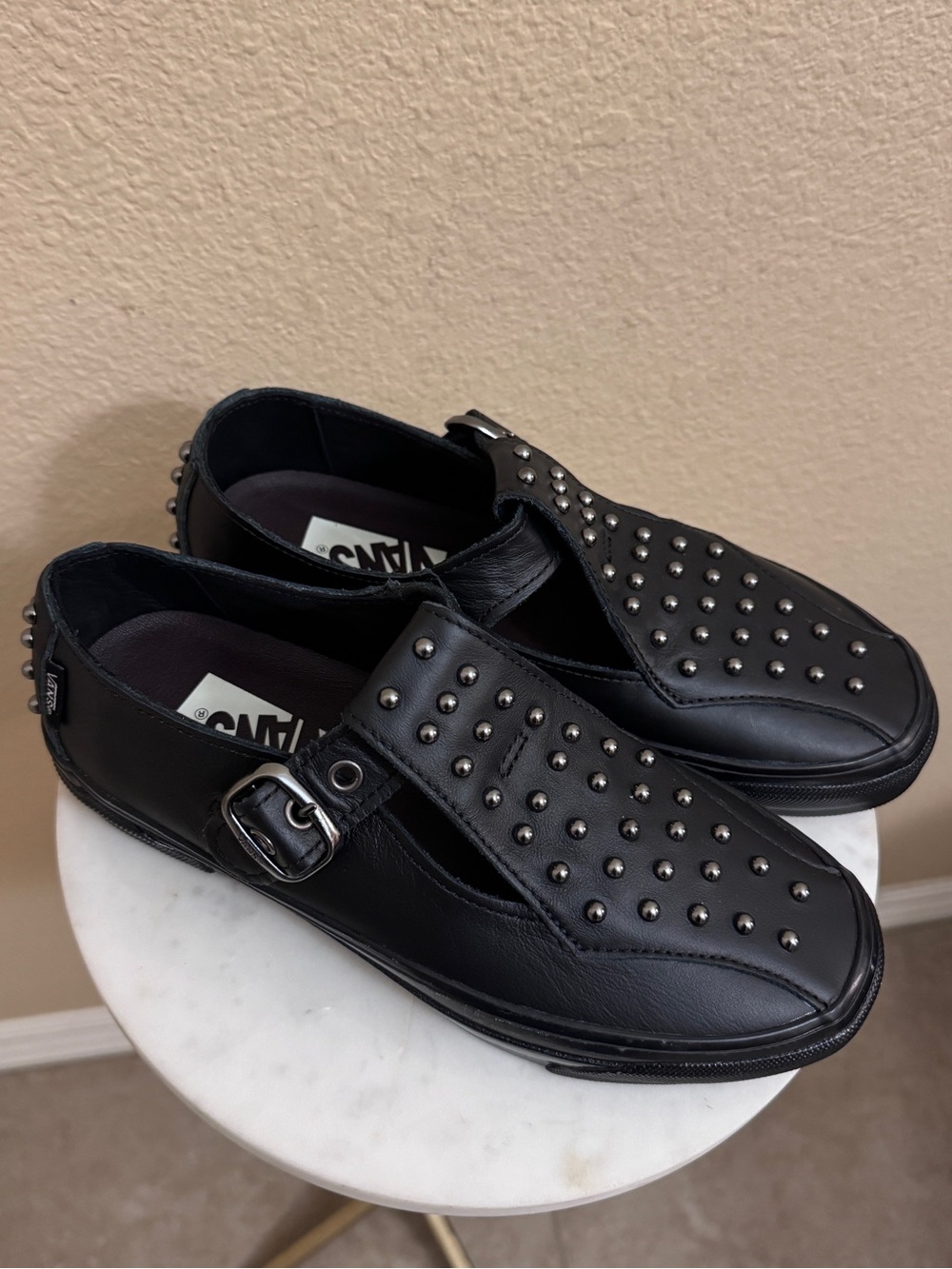 Women VANS Premium Mary Jane 93 Black genuine leather Pearlized sneakers Size 7 - Picture 2 of 9